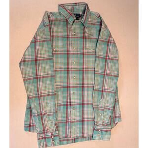 VINTAGE Polo Ralph Lauren Shirt Men's M Western Snap Plaid Flannel Pearl Button